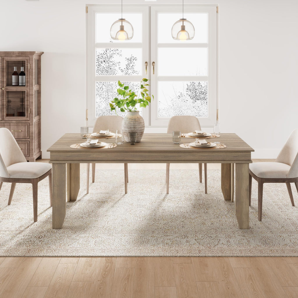 GarveeHome Farmhouse Dining Table for 6-8 People, 71 in Long Kitchen Tables