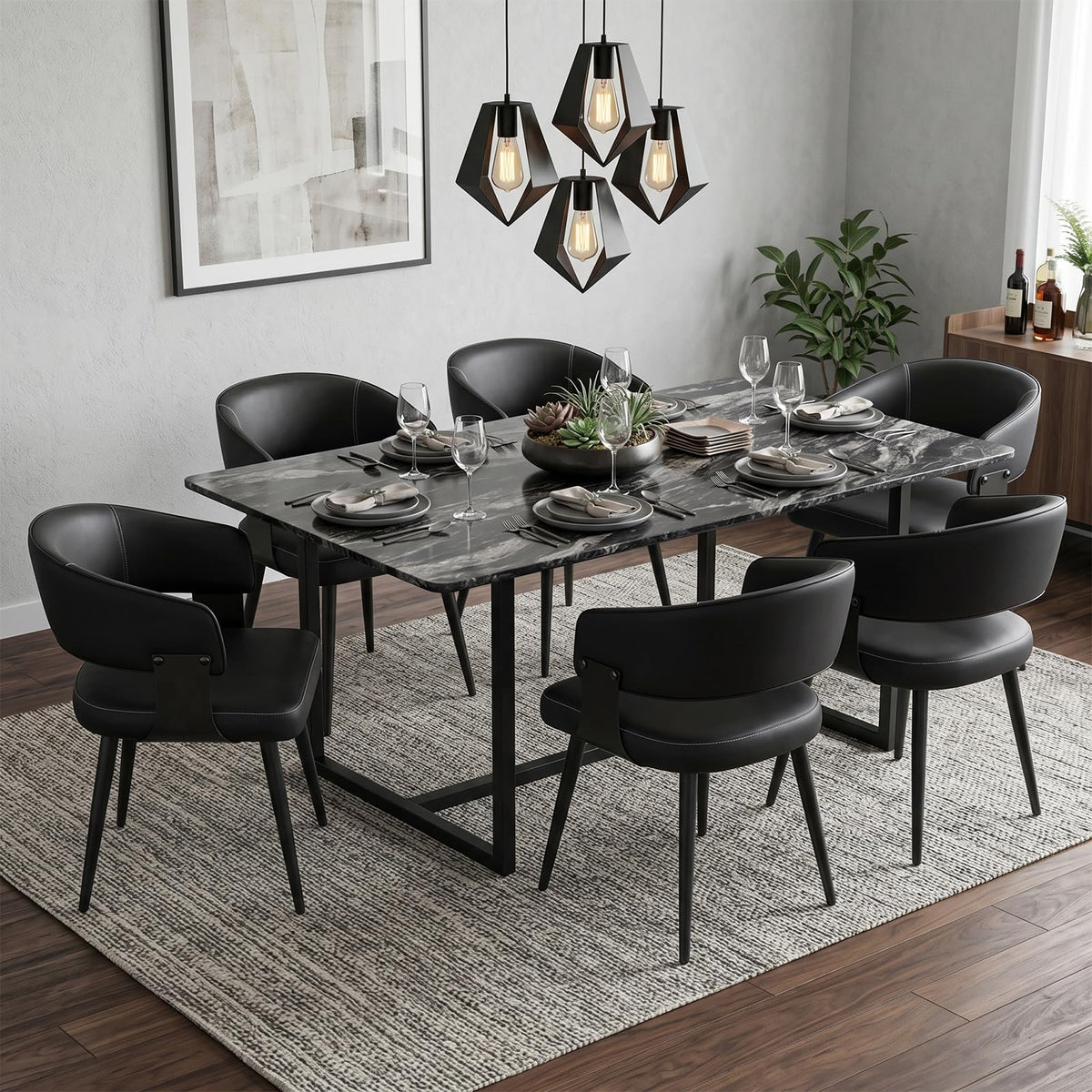 Dining Chairs Set of 4, Modern Faux Leather Kitchen Chairs