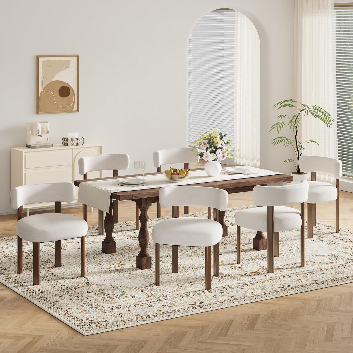 Wooden Dining Chairs Set of 2, Upholstered Kitchen Chairs with Solid Wood Legs, Mid Century Dining Room Chair with Ergonomic Curved Backrest for Kitchen Dining Vanity, Green