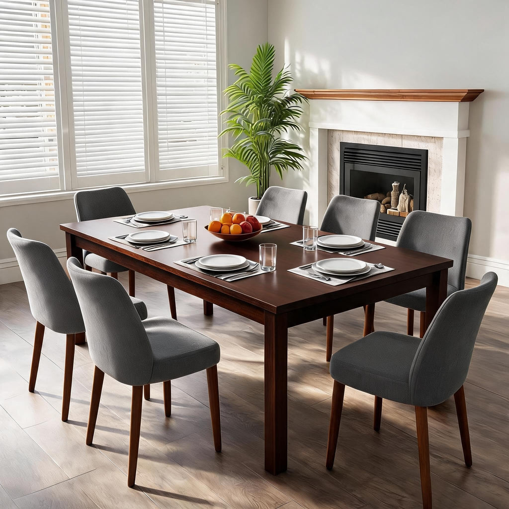 GarveeHome Wooden Dining Chair Set of 4 Upholstered Fabric Dining Chair