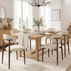 UVV Dining Chairs Set of 4, Metal Kitchen Chairs with Modern Fabric Upholstered for Dining Room, Beige