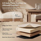 HNY Modern Dining Chairs Set of 6 with Comfortable Back Support, Farmhouse Soft Linen Upholstered Kitchen Dining Room Chairs with Solid Wood Legs, Armless Accent Side Chairs for Living Room, Beige
