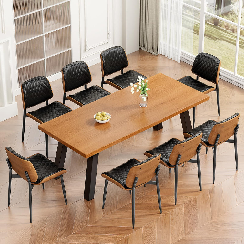REONEY Dining Chairs Set of 2, Mid-Century Modern Kitchen Chairs, Black