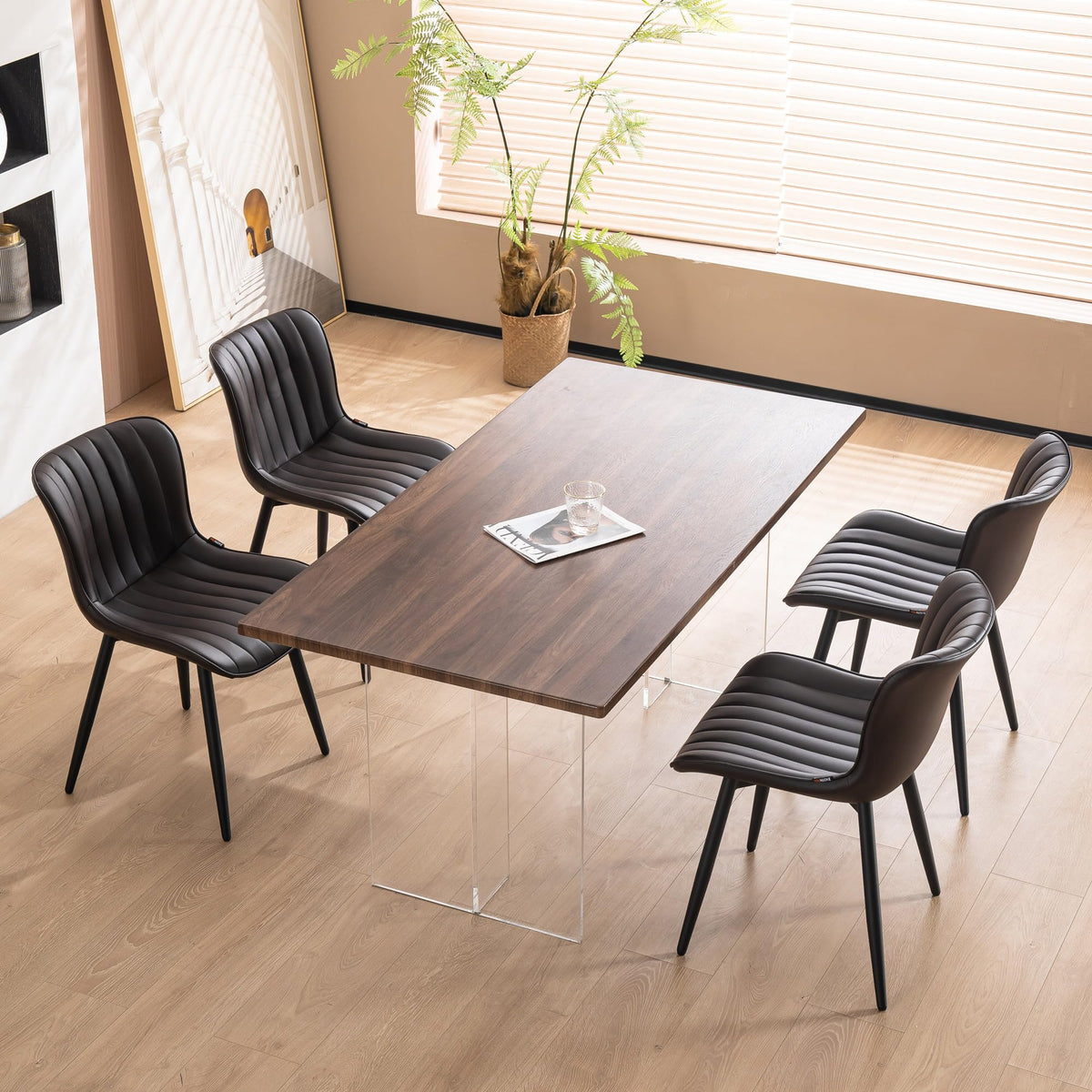 YOUNUOKE Dining Chairs Set of 2 Mid-Century Modern Kitchen Chairs Khaki