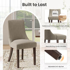 MALOL Wooden Dining Chairs Set of 6, Upholstered Kitchen & Dining Room Chairs with Solid Wood Legs Curved Backrest Farmhouse Accent Chair for Dining/Kitchen/Living Room, Camel