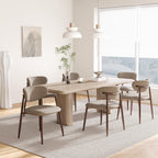 MALOL Dining Chairs Set of 4, Curved Back Kitchen Room Chairs with Metal Legs and Anti Slip Pads, Upholstered Dining Chair for Home and Restaurant, Beige