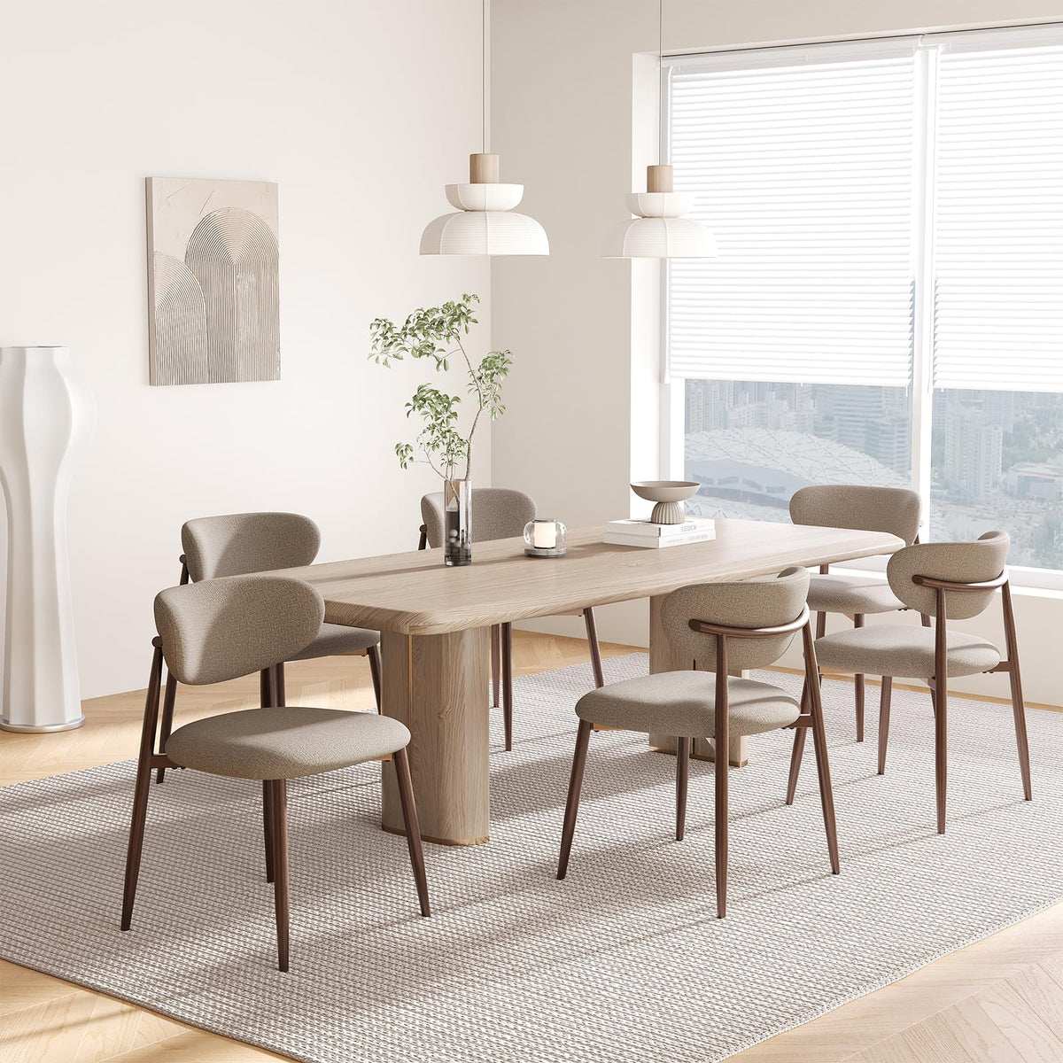 MALOL Dining Chairs Set of 4, Curved Back Kitchen Room Chairs with Metal Legs and Anti Slip Pads, Upholstered Dining Chair for Home and Restaurant, Beige