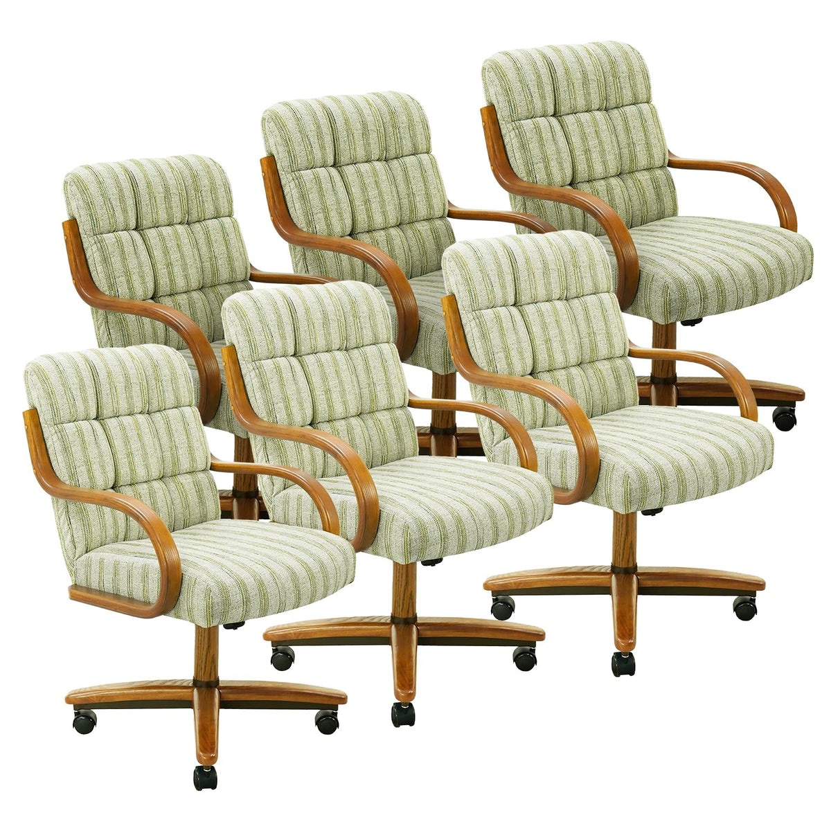 Chromcraft Ryland Swivel-Tilt Caster Dining Chair - Chestnut -Earth - 4pc