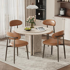 MALOL Dining Chairs Set of 4, Upholstered Kitchen & Dining Room Chairs with Curved Back and Bronze Metal Legs, Comfortable Modern Dining Side Chairs for Dining Room, Kitchen, Brown