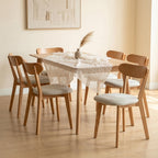 100% Solid Oak Dining Chairs Set of 4, Mid-Century Modern Dining Room Chairs, Wooden Kitchen Chairs with Curved Backrest, Walnut Brown Finish, Sillas de Comedor (4 Chairs)