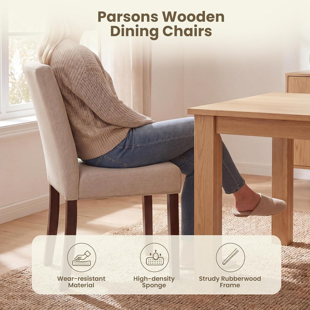 Upholstered Dining Chairs Set of 4 - Modern Parsons Chairs