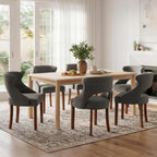 Wooden Dining Chairs Set of 4,Modern Fabric Upholstered Dining Room Chair Kitchen Side Chairs with Solid Wood Legs,Mid Century Farmhouse Dinner Chairs for Kitchen Dining Room,Restaurant,Green