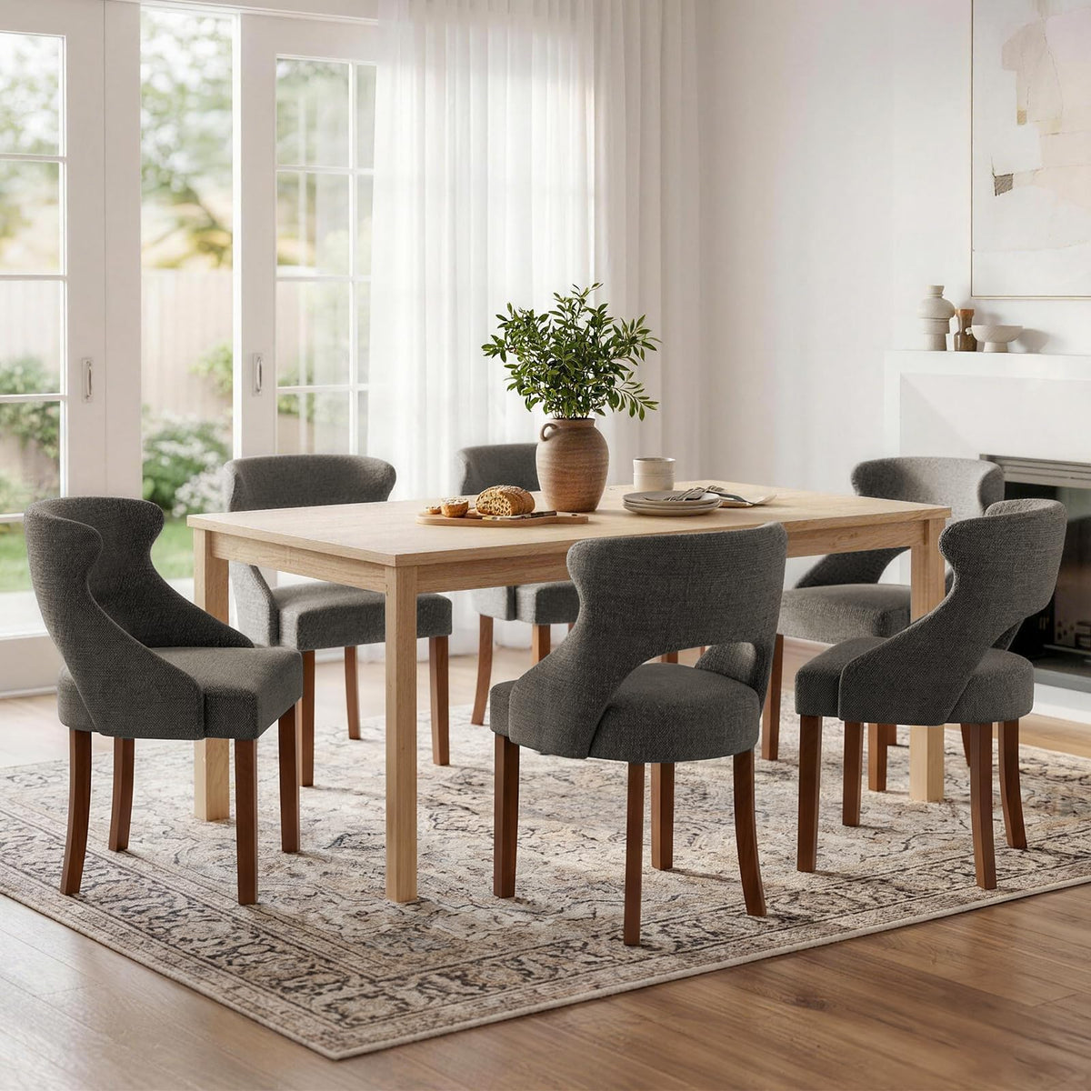 Wooden Dining Chairs Set of 4,Modern Fabric Upholstered Dining Room Chair Kitchen Side Chairs with Solid Wood Legs,Mid Century Farmhouse Dinner Chairs for Kitchen Dining Room,Restaurant,Green