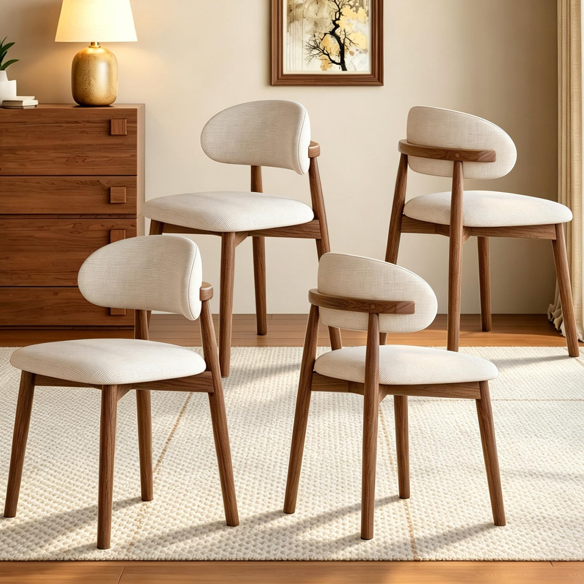 Wooden Dining Chairs Set of 2, Mid Century Modern Side Chairs