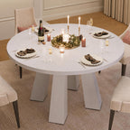 IDEALHOUSE 47" Round Dining Table for 4-6, Farmhouse Wood Kitchen Table