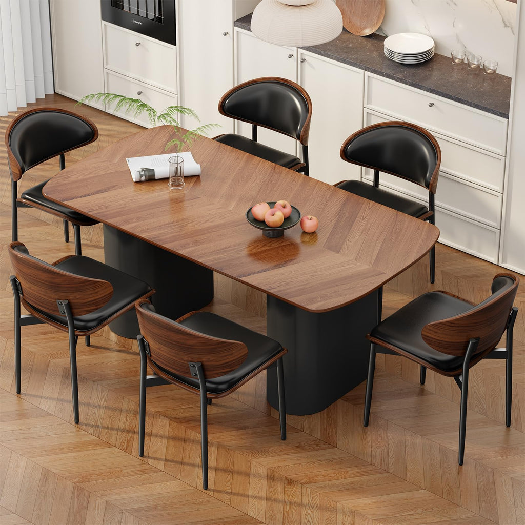 REONEY Dining Chairs Set of 2, Mid-Century Modern Kitchen Chairs, Black