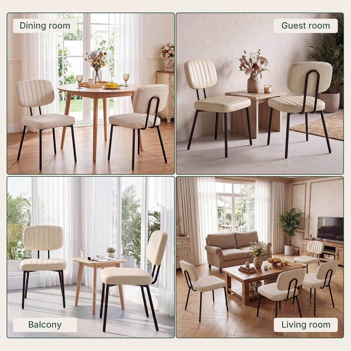 Dining Chairs Set of 2, PU Leather Upholstered Kitchen Chairs
