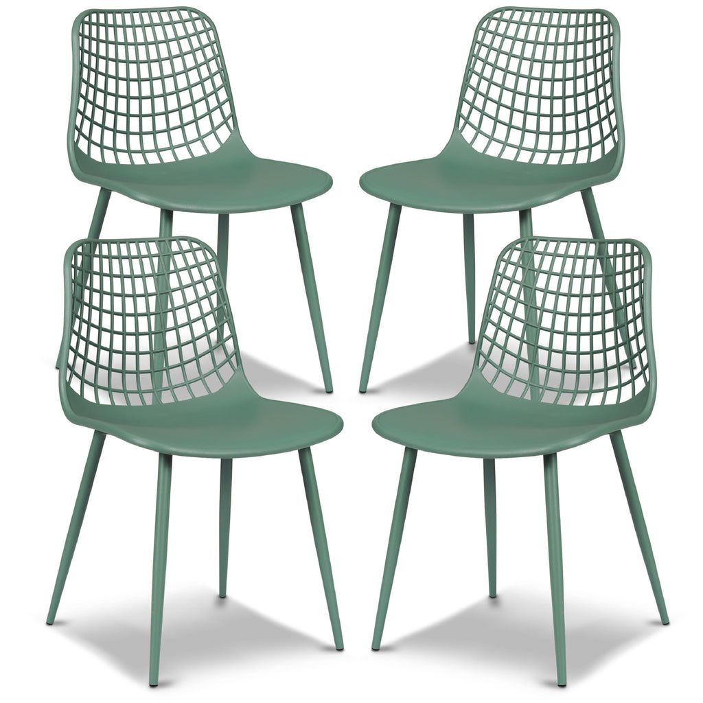 Poly & BARK Isla Modern Kitchen Chairs Set of 4 - Plastic Dining Chair with Metal Legs - Quick Assembly Simple Cafe Chairs Plastic for Indoor or Outdoor - Pistachio Green