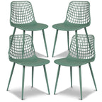 Poly & BARK Isla Modern Kitchen Chairs Set of 4 - Plastic Dining Chair with Metal Legs - Quick Assembly Simple Cafe Chairs Plastic for Indoor or Outdoor - Pistachio Green
