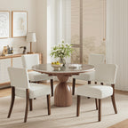 COLAMY Mid Century Modern Dining Chairs Set of 4, Upholstered Kitchen Chairs with Back, Farmhouse Fabric Side Dining Room Chairs with Wood Legs for Dining Room Kitchen Restaurant, Brown