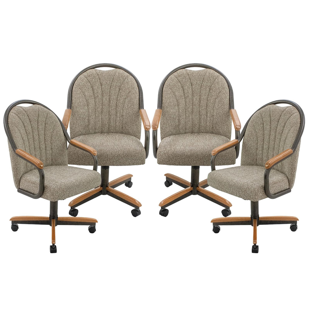 Chromcraft Bailey 4pc Swivel Kitchen Dining Chair - Light Sand-Chestnut