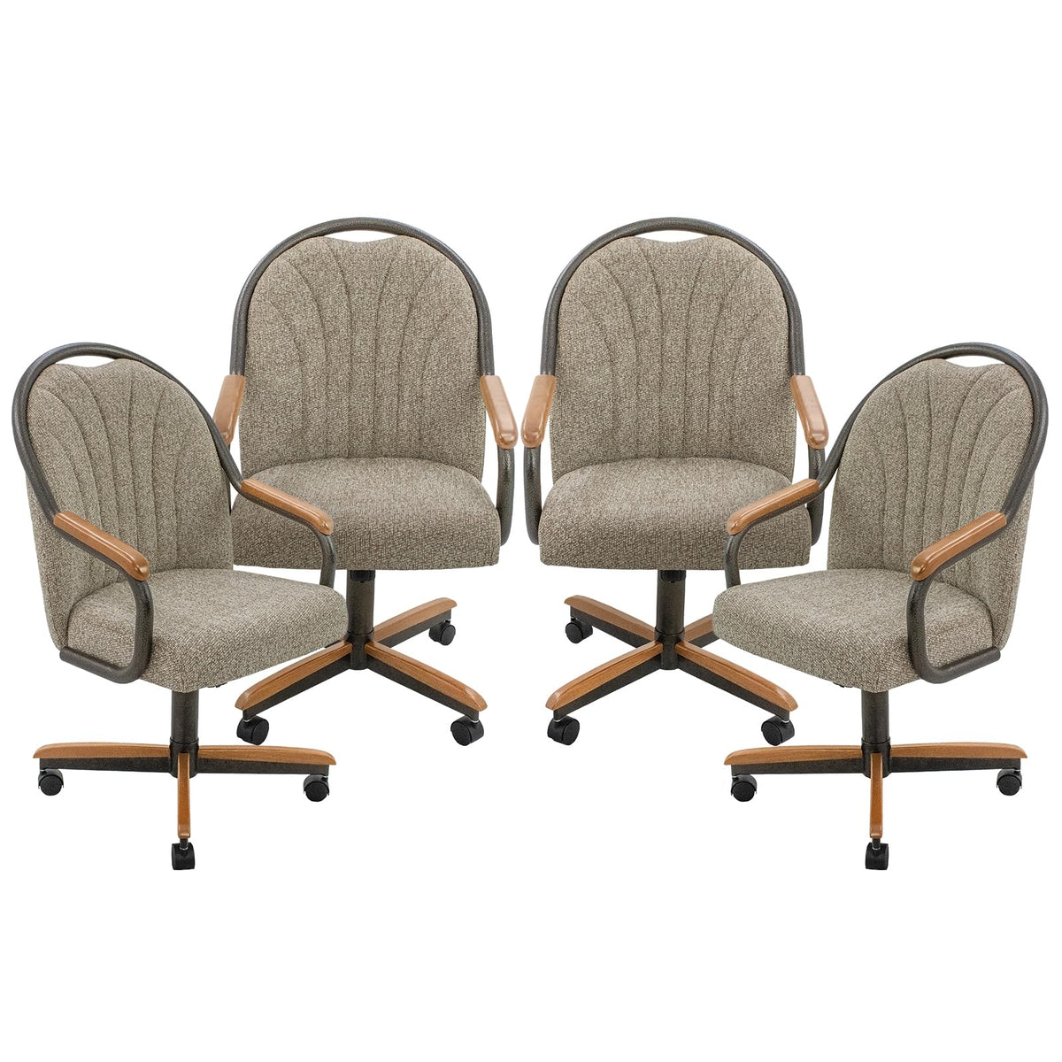 Chromcraft Bailey 4pc Swivel Kitchen Dining Chair - Light Sand-Chestnut