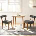 RNKSFX Modern Dining Chairs Set of 4, Faux Leather Upholstered Kitchen & Dining Room Chairs, Mid Century Modern Wooden Dining Chairs Oversized Sturdy Rounded Chairs Curved Back, Beige