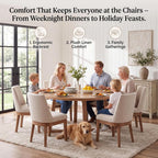 HNY Modern Dining Chairs Set of 6 with Comfortable Back Support, Farmhouse Soft Linen Upholstered Kitchen Dining Room Chairs with Solid Wood Legs, Armless Accent Side Chairs for Living Room, Beige