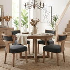 HNY Mid Century Modern Dining Chairs Set of 4, Upholstered Linen Kitchen & Dining Room Chairs with Ergonomic Curved Backrest, Solid Wood Legs, Farmhouse Accent Chair for Home, Apartment, Beige
