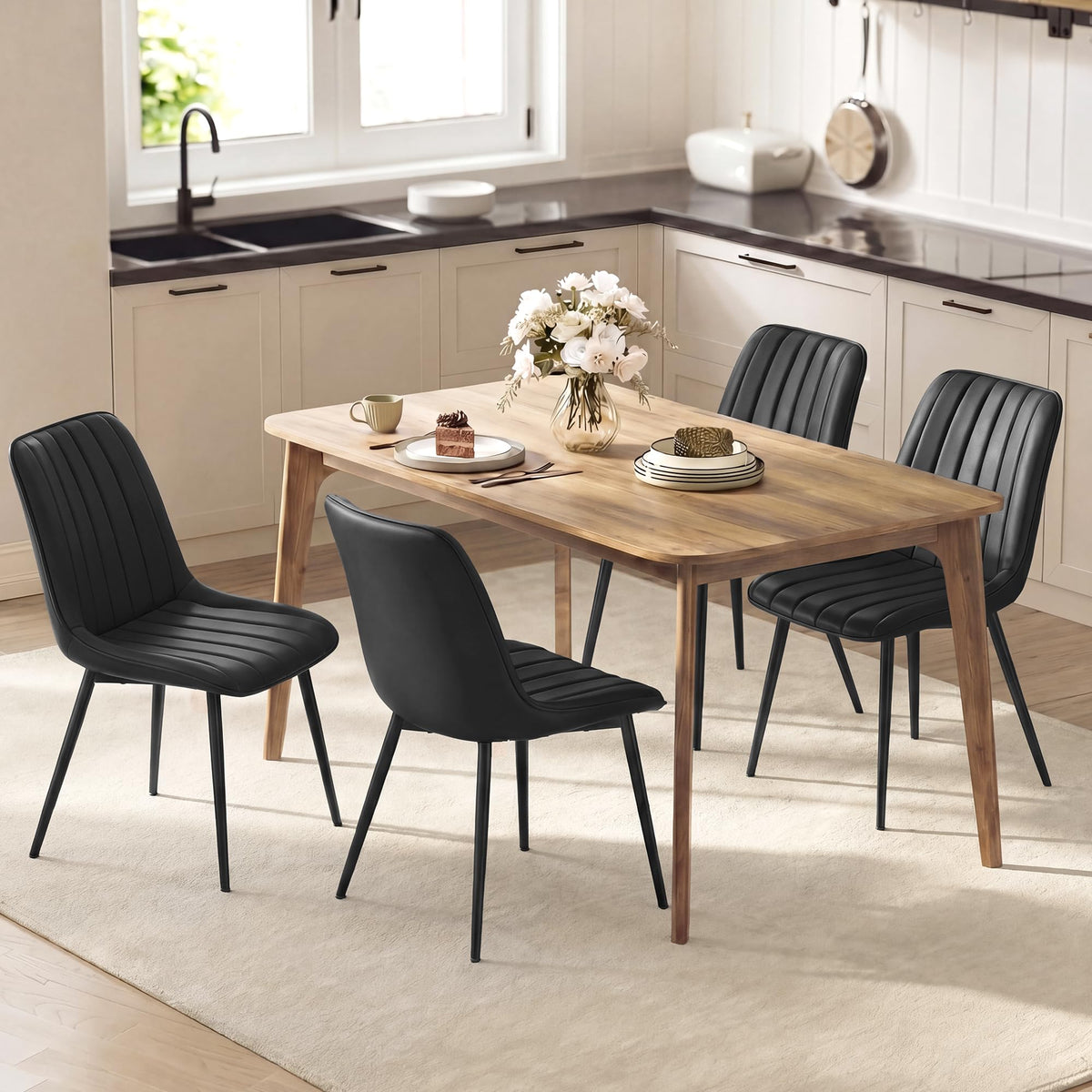 VASAGLE Dining Chairs Set of 4, Upholstered Kitchen Chairs, PU Leather