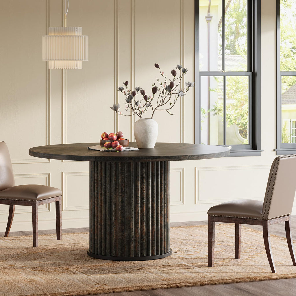 Tribesigns 47.24" Black Round Dining Table for 4-6 People