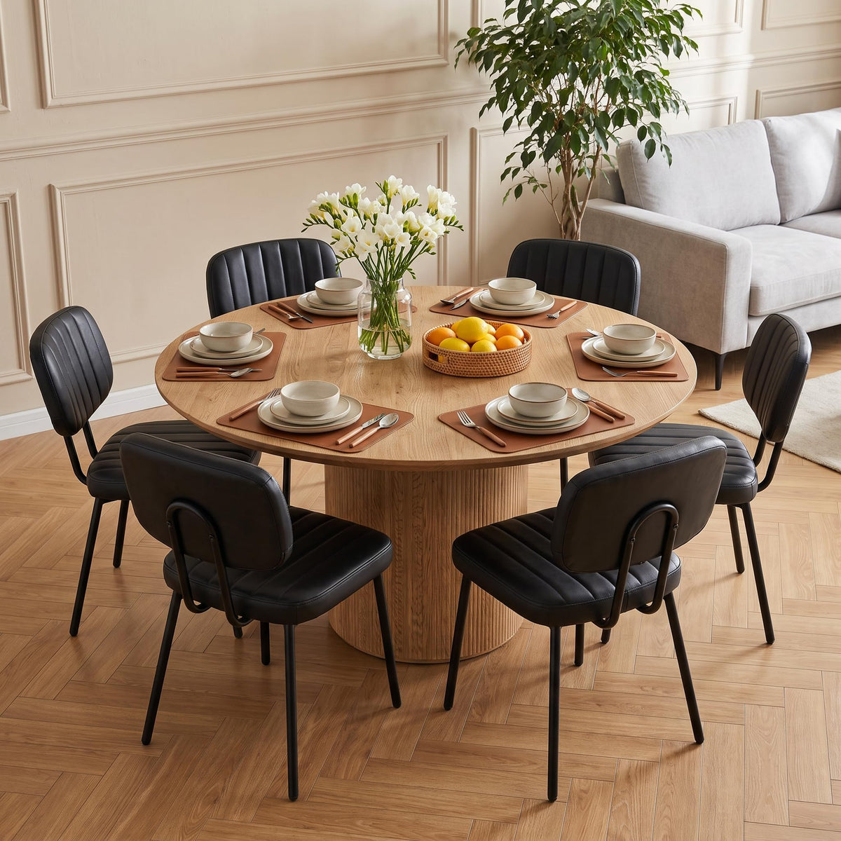 Dining Chairs Set of 2, PU Leather Upholstered Kitchen Chairs