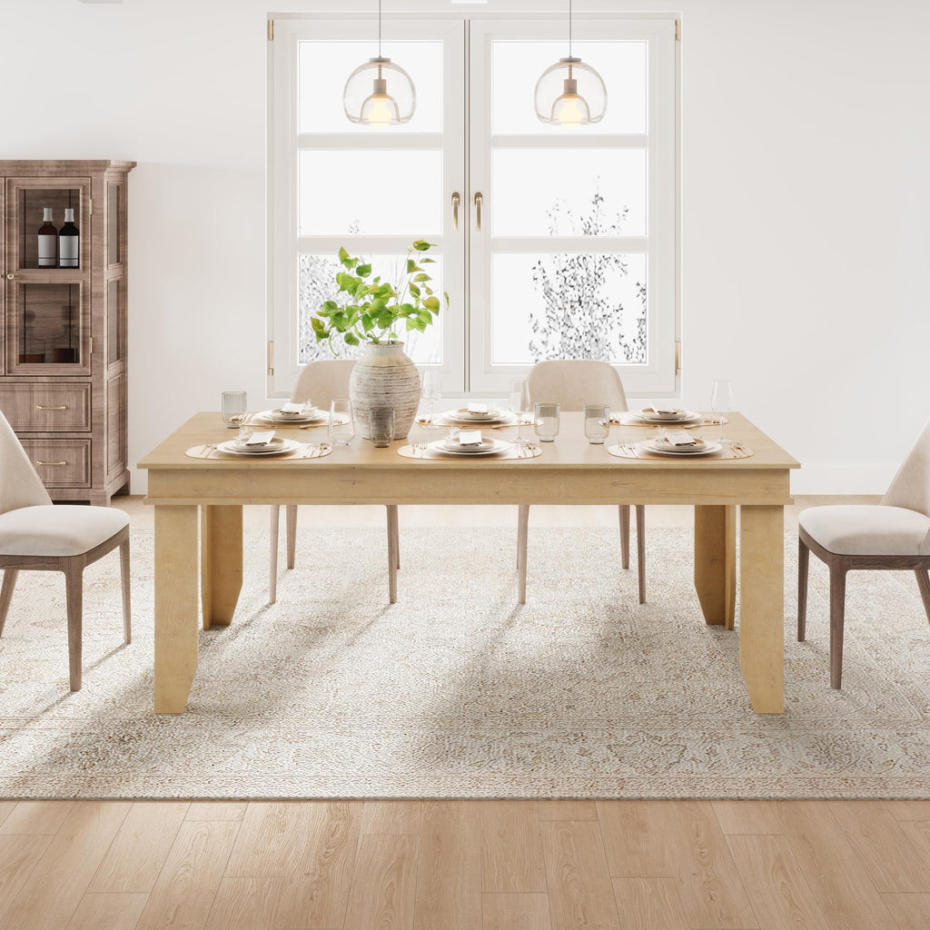 GarveeHome Farmhouse Dining Table for 6-8 People, 71 in Long Kitchen Tables