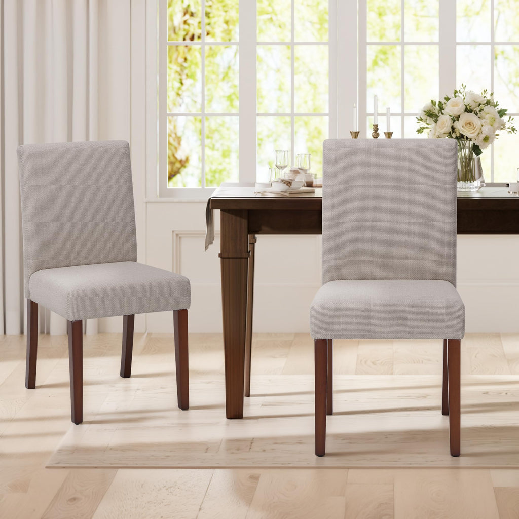 MALOL Upholstered Dining Chairs Set of 4, Fabric Dining Room Chairs, Modern Wooden Dining Chair, Kitchen Side Chairs, Farmhouse Dinner Chair with High Back for Kitchen, Beige