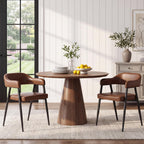 HNY Modern Dining Room Arm Chairs Set of 6, Retro Faux Leather Upholstered Barrel Dining Chairs with Arms Mid-Century Brown Accent Chair with Metal Legs, Open-Back Kitchen Side Chair for Living Room