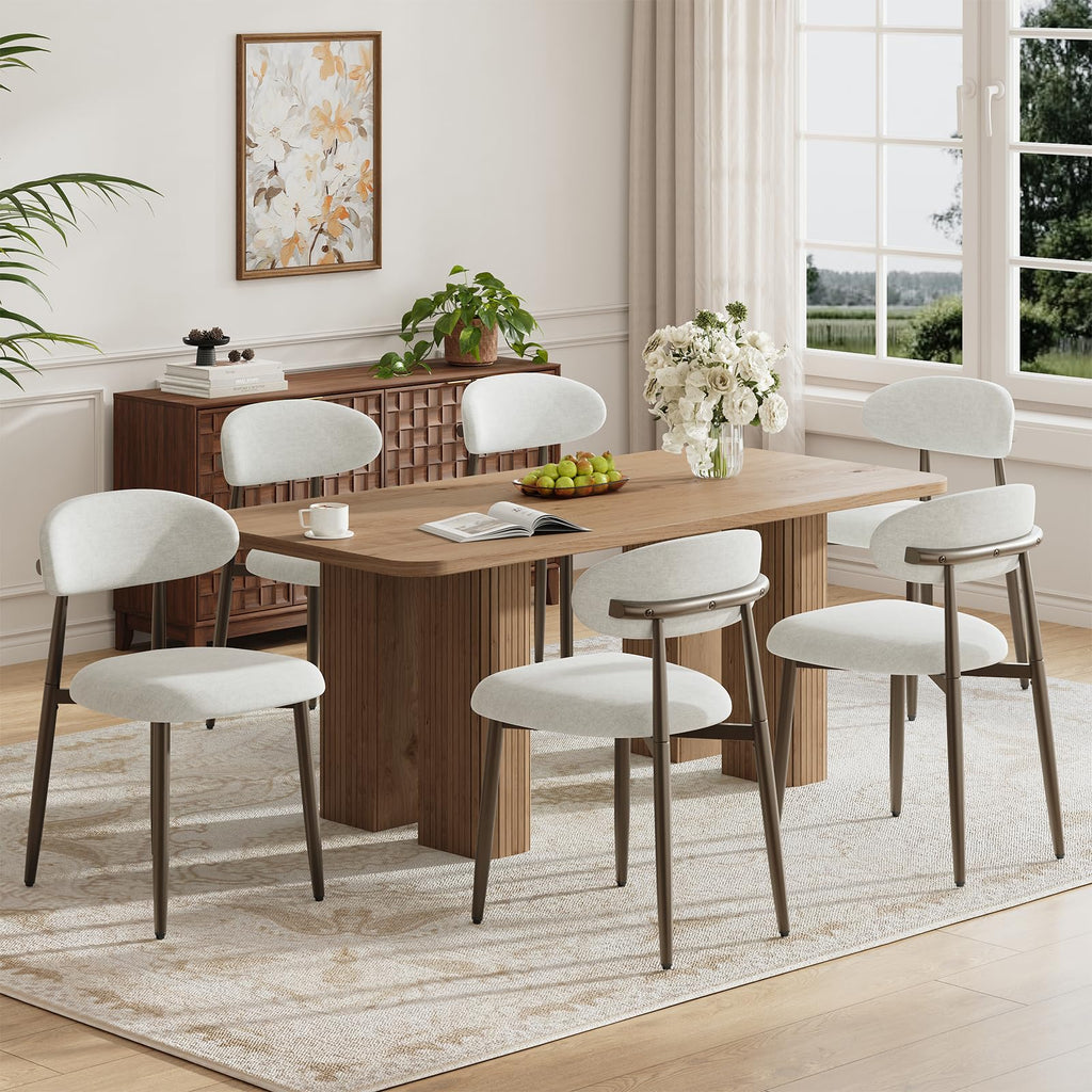 MALOL Dining Chairs Set of 4, Upholstered Kitchen & Dining Room Chairs with Curved Back and Bronze Metal Legs, Comfortable Modern Dining Side Chairs for Dining Room, Kitchen, Brown