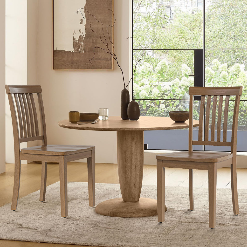 COLAMY Wooden Dining Room Chairs Set of 6, Spindle High Back Windsor Kitchen Side Chair, Farmhouse Dining Chairs for Kitchen, Dining Room, Light Brown