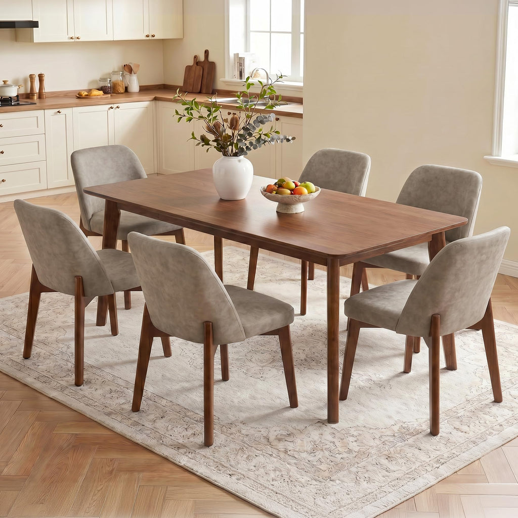 Usaint Modern Wooden Dining Chairs Set of 4 with Rubberwood Legs，Beige