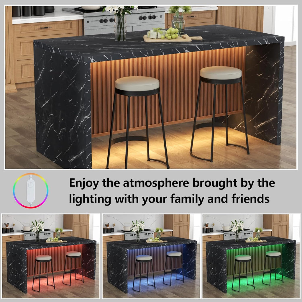 63" Large Imitation Marble Dining Table for 4-6 People(Patent Pending)