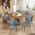 Dining Chairs Set of 2, Mid Century Modern Dining Room Chair, Upholstered Faux Leather Kitchen Chairs with Walnut Bentwood Back and Metal Legs for Kitchen Dining Room Living Room, Black