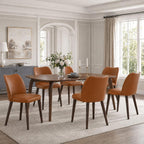 COLAMY Upholstered Dining Chairs Set of 6, Modern Kitchen & Dining Room Chairs with Curved Back, Fabric Padded Seat and Solid Wood Legs, Side Chairs for Restaurant, Cafe & Home, Beige