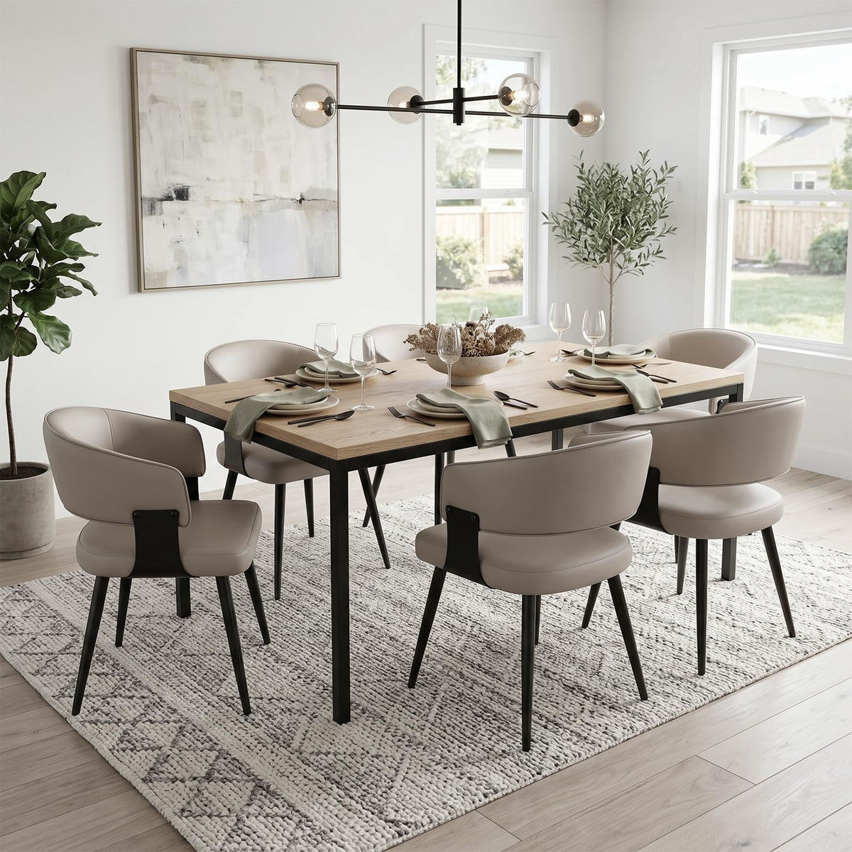Dining Chairs Set of 4, Modern Faux Leather Kitchen Chairs