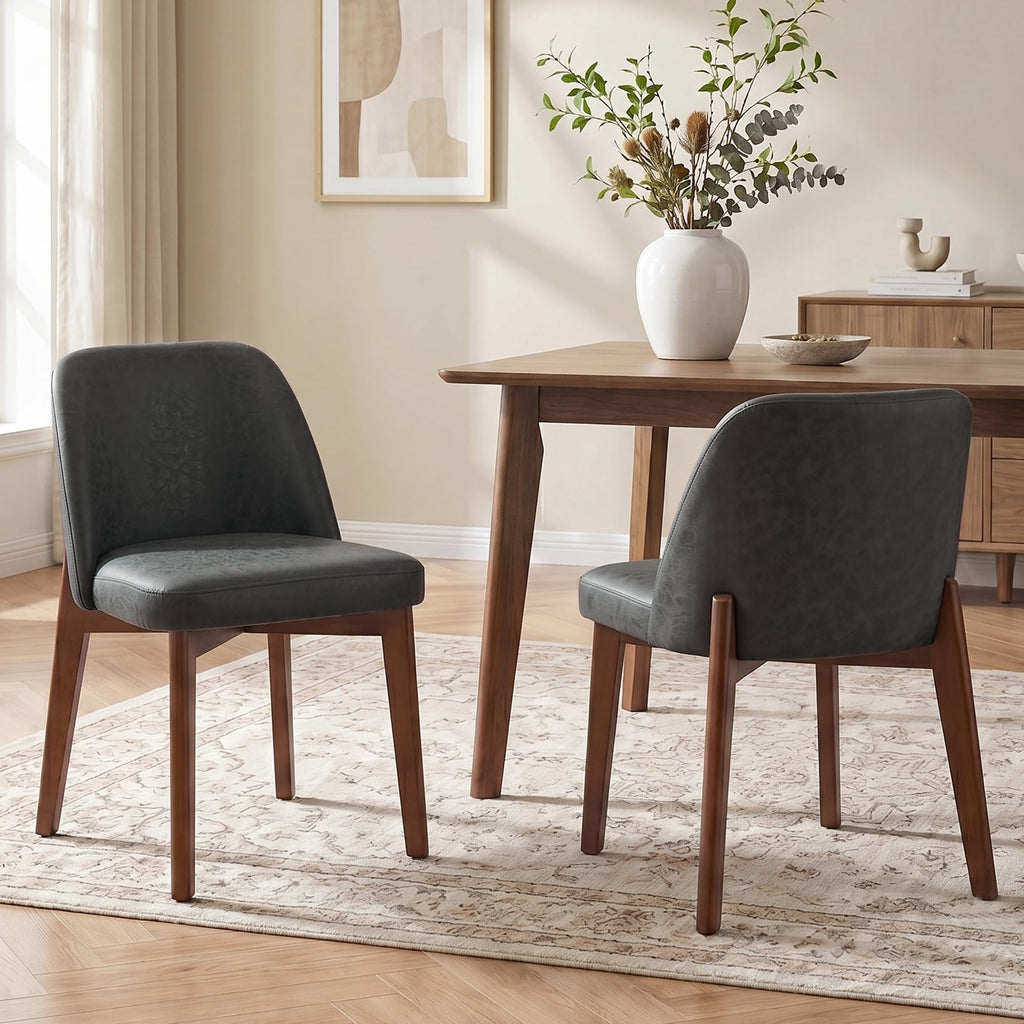 Usaint Modern Wooden Dining Chairs Set of 4 with Rubberwood Legs，Beige
