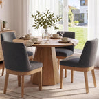 RIVOVA Upholstered Dining Chairs Set of 4, Modern Wooden Dining Room Chair Linen Fabric Kitchen Chairs Farmhouse Dinner Chair with Hardwood Frame, Beige