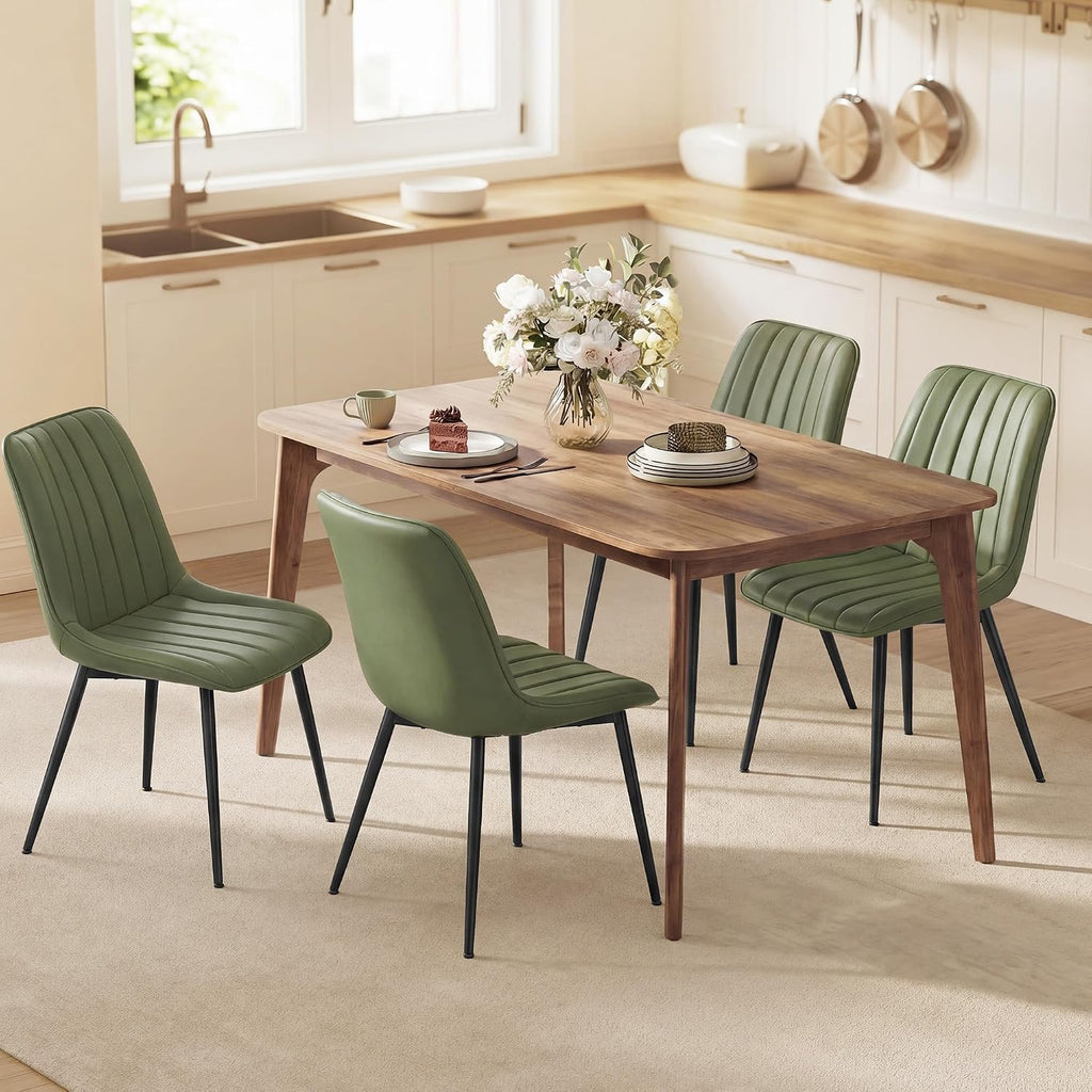 VASAGLE Dining Chairs Set of 4, Upholstered Kitchen Chairs, PU Leather