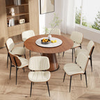 Dining Chairs Set of 2, Mid Century Modern Dining Room Chair, Upholstered Faux Leather Kitchen Chairs with Walnut Bentwood Back and Metal Legs for Kitchen Dining Room Living Room, Black