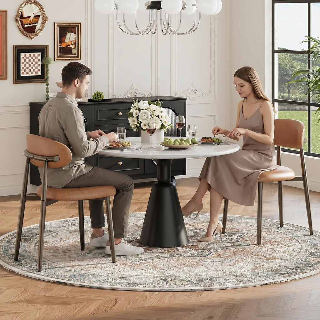 MALOL Dining Chairs Set of 4, Modern Upholstered Kitchen & Dining Room Chairs, Curved Back Dining Chairs with Sturdy Metal Legs, Comfortable Side Chairs for Dining Room, Kitchen, Living Room, Brown