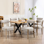 ZJhome Dining Chairs Set of 4,Mid Century Modern Dining Chair Set - Linen Upholstered Low Back Kitchen & Dining Room Chairs with Woven Design,Oatmeal Fabric