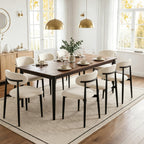 UVV Dining Chairs Set of 4, Metal Kitchen Chairs with Modern Fabric Upholstered for Dining Room, Beige