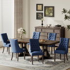 COLAMY Wingback Upholstered Dining Chairs Set of 4, Fabric Side Dining Room Chairs with Tufted Button, Living Room Chairs for Home Kitchen Resturant- Beige